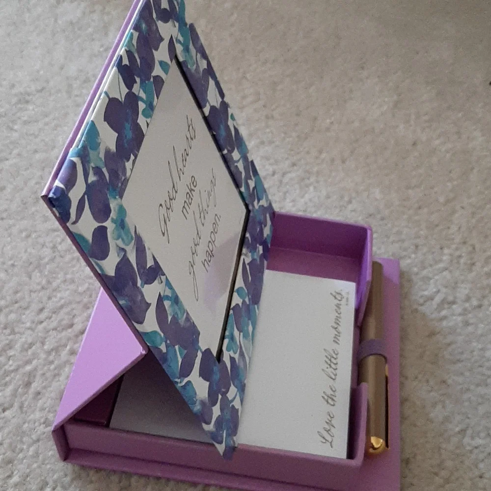 Hallmark Purple and Blue Floral Desk Set With  Frame